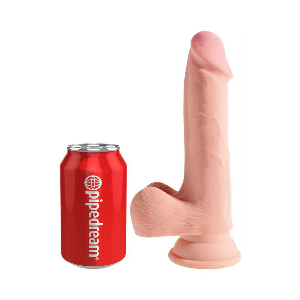 King Cock Plus 7.5 inches Triple Density Cock With Balls Realistic Suction Cup Dildo Beige