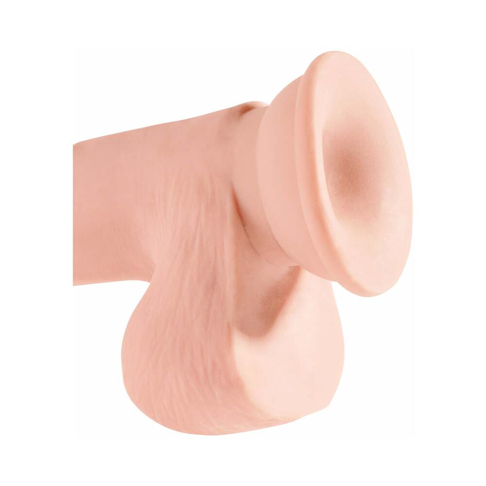 King Cock Plus 7.5 inches Triple Density Cock With Balls Realistic Suction Cup Dildo Beige