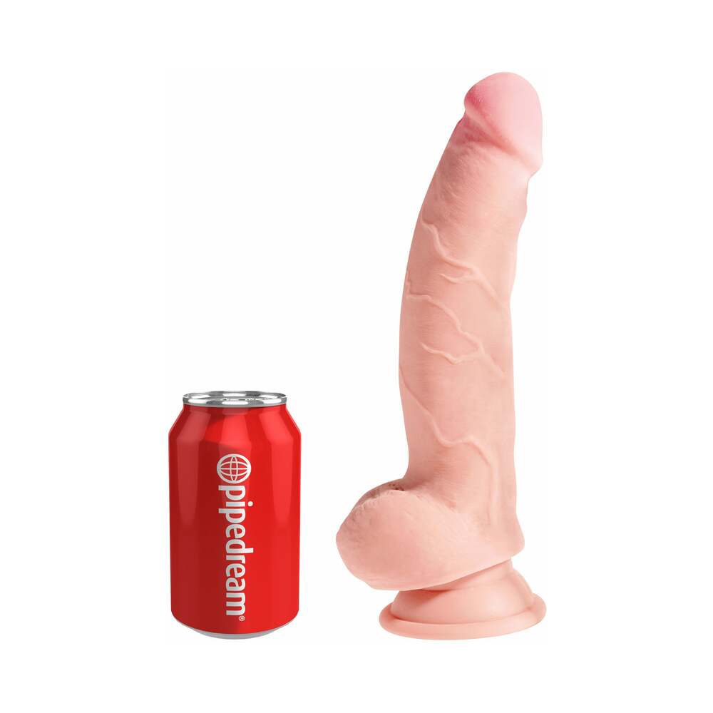 King Cock Plus 8 inches Triple Density Cock With Balls Realistic Suction Cup Dildo Beige