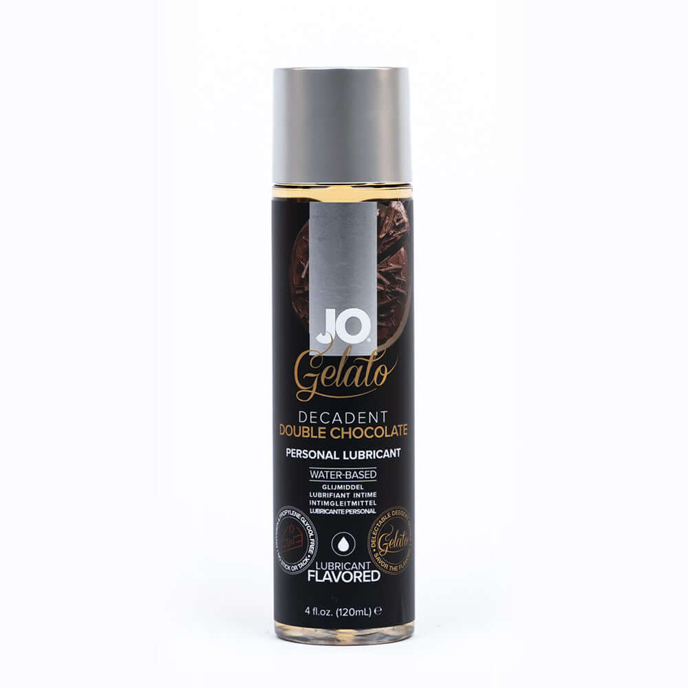 JO Gelato Decadent Double Chocolate Water-Based Lubricant 4 Oz bottle with a sleek design.
