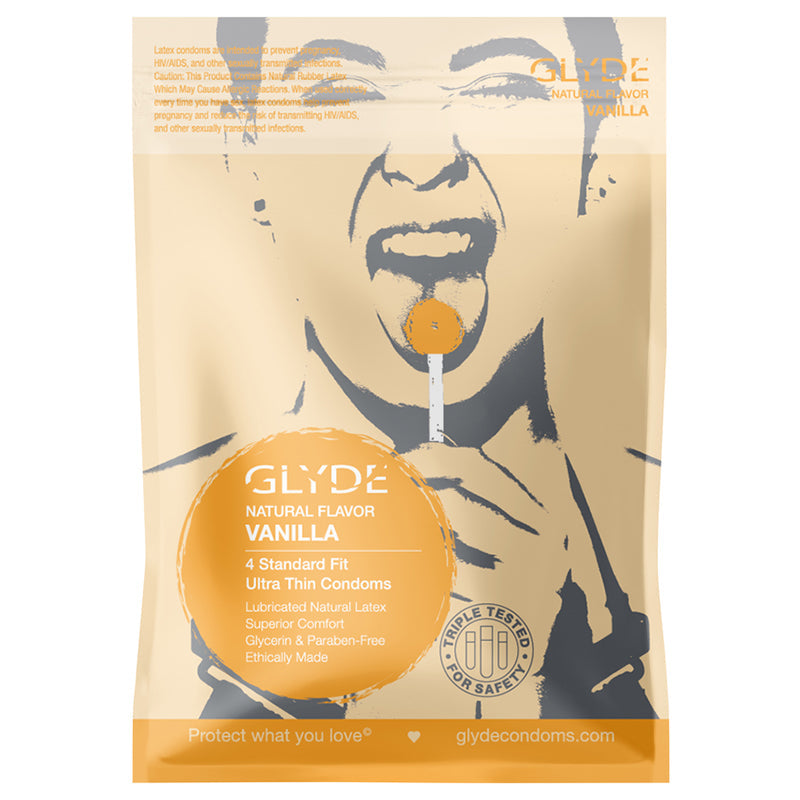 Glyde Ultra Natural Flavor 4 Pack Vanilla Condoms
