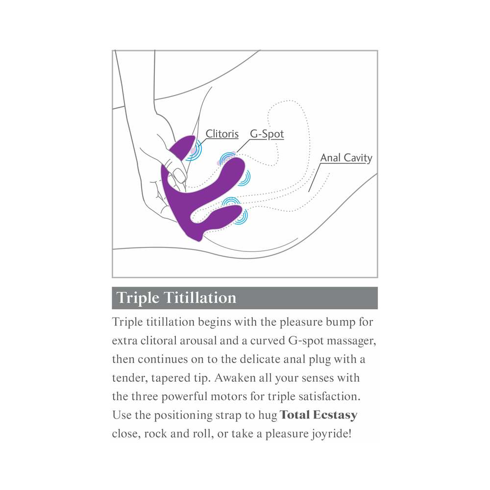 3Some Total Ecstasy Triple Stimulation Silicone Vibrator Purple