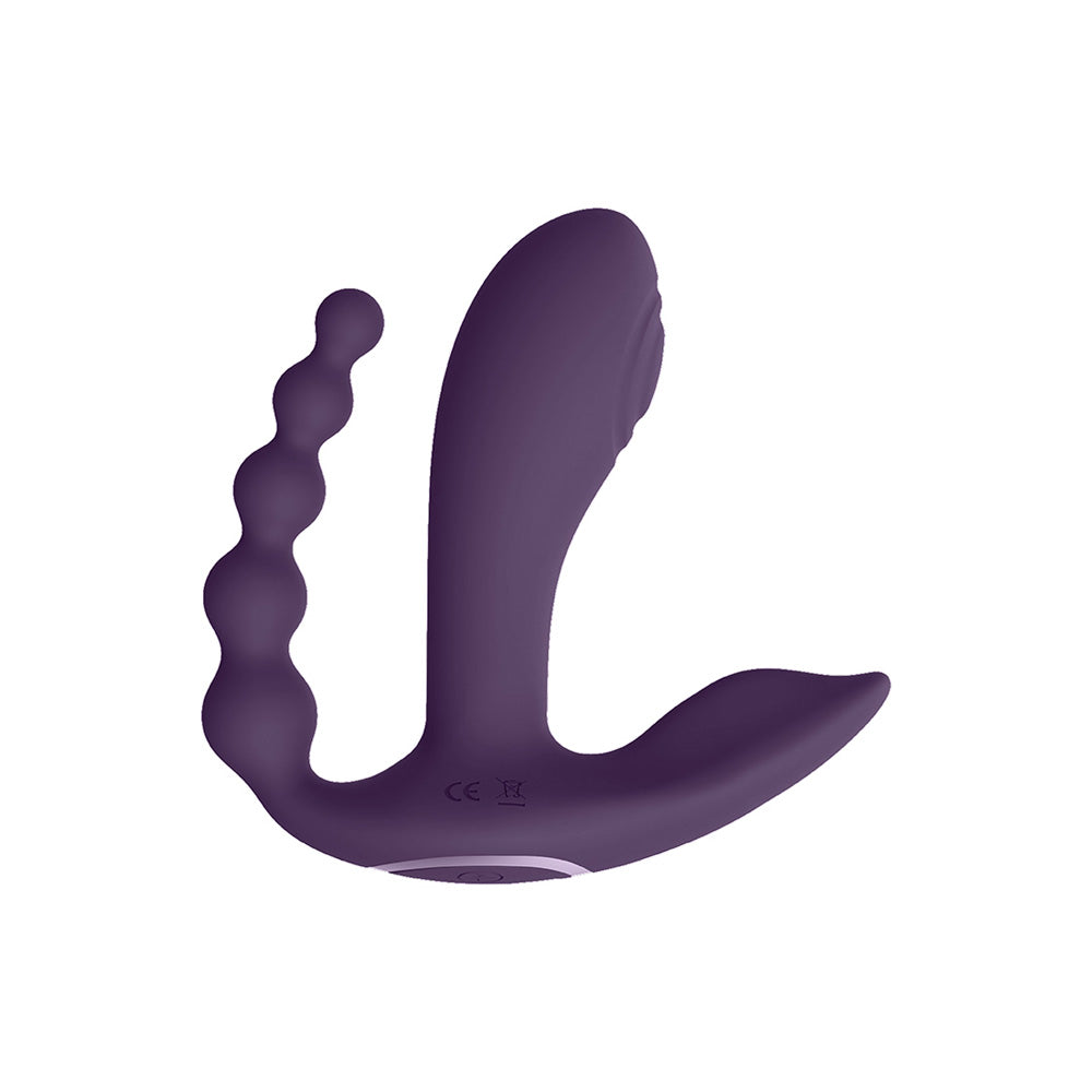 Kata Pulse Wave Double Penetration Vibrator Purple, triple-motor pleasure toy for ultimate stimulation.