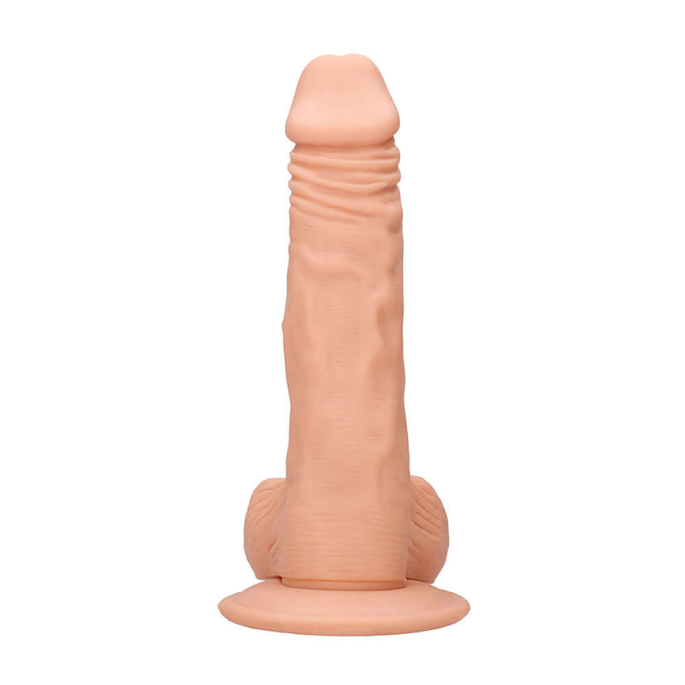 Realrock Dong With Testicles 10 inch Flesh realistic dildo with pronounced head and hanging balls