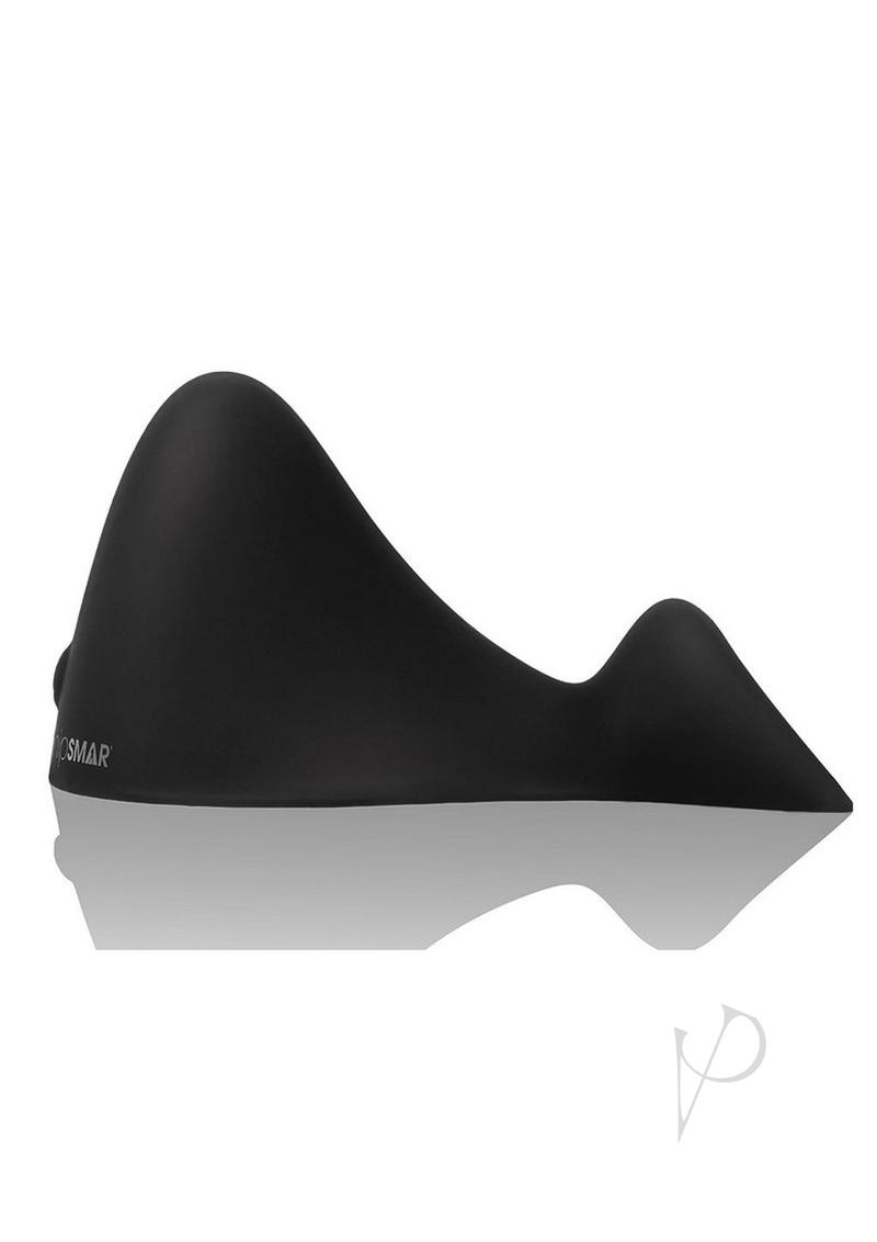 WhipSmart Bump and Grind Silicone Vibrating Pad Black side view showing saddle-style design for versatile stimulation.