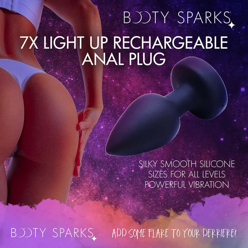 Booty Sparks Rechargeable Light Up Vibrating Anal Plug with Remote Control M