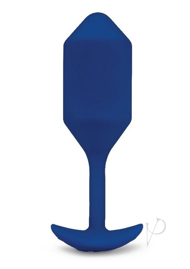 B-Vibe Vibrating Snug Plug 4 Silicone Anal Plug Navy showcasing its ergonomic design and smooth silicone material.