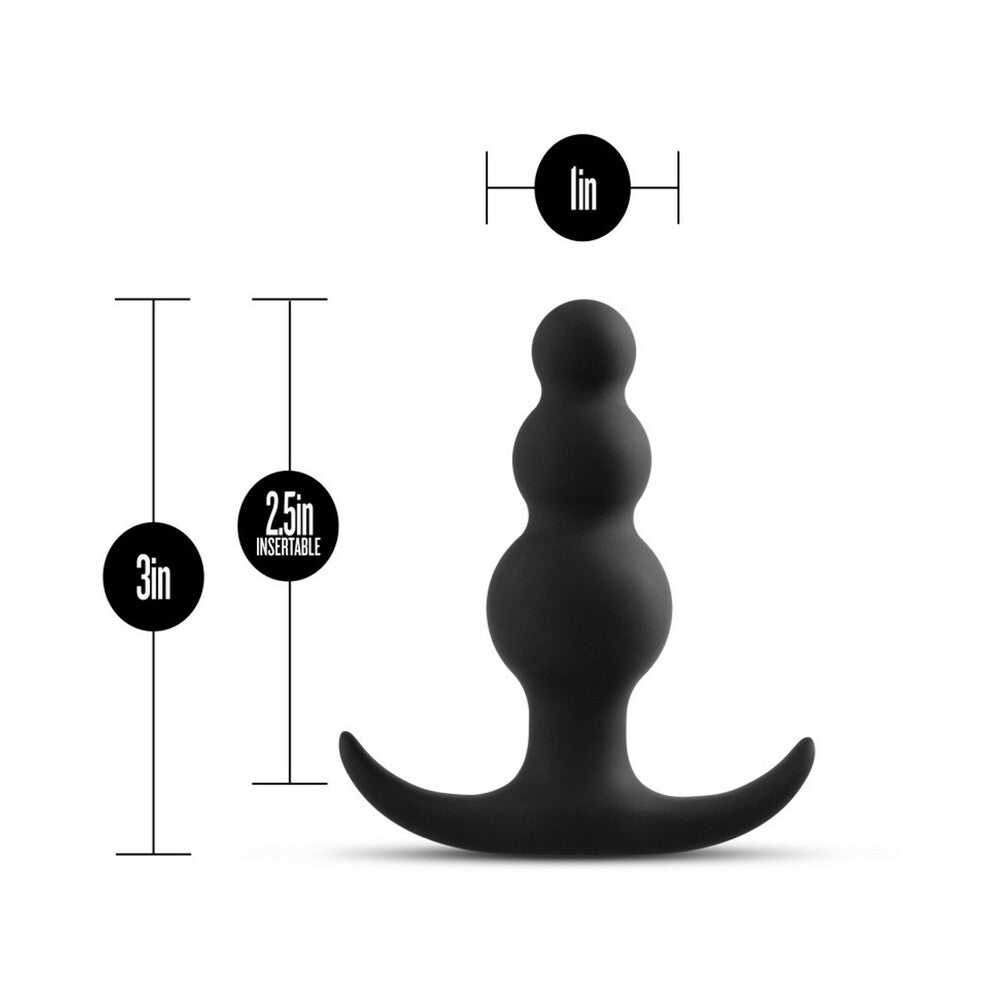 Anal Adventures Platinum Silicone Beaded Plug Black