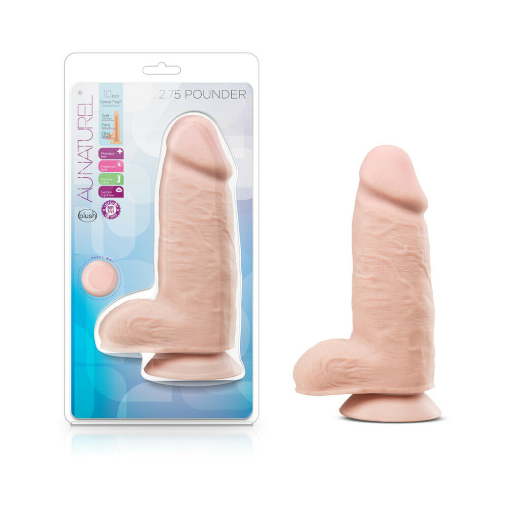 Au Naturel 2.75 Pounder 10 inches Posable Dual Density Dildo with Balls Beige