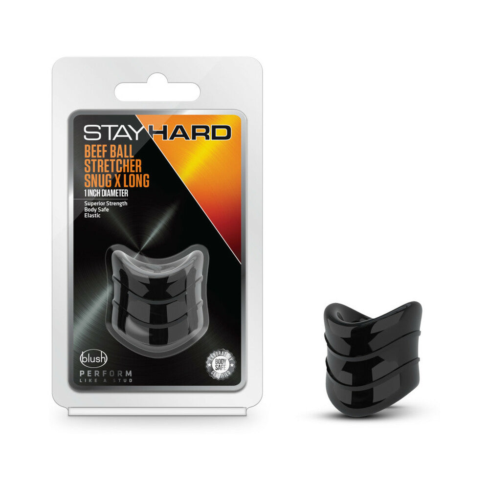 Blush Stay Hard Beef Ball Stretcher Snug X Long 1 inches Black