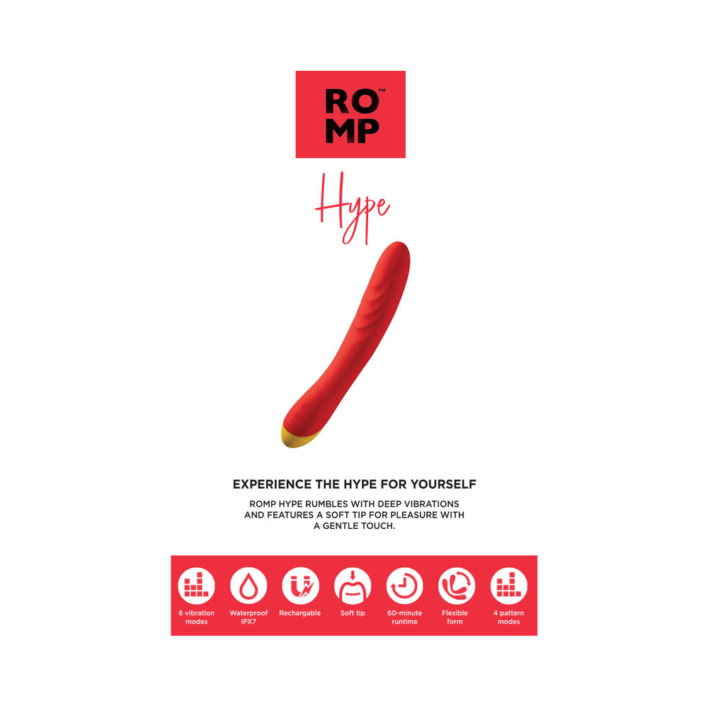 ROMP Hype Rechargeable Silicone G-Spot Vibrator Red
