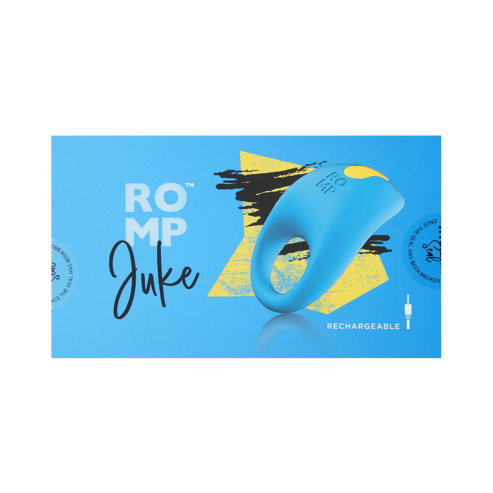 ROMP Juke Rechargeable Silicone Vibrating Penis Ring Light Blue