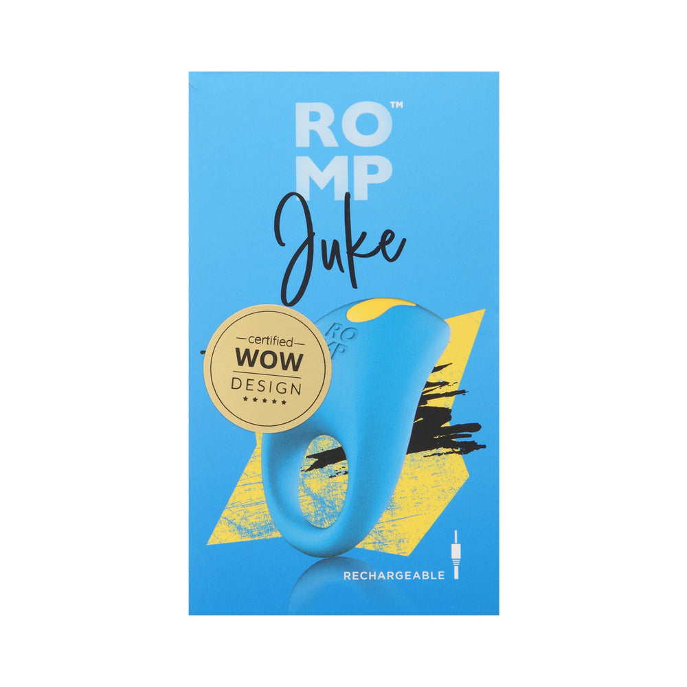 ROMP Juke Rechargeable Silicone Vibrating Penis Ring Light Blue