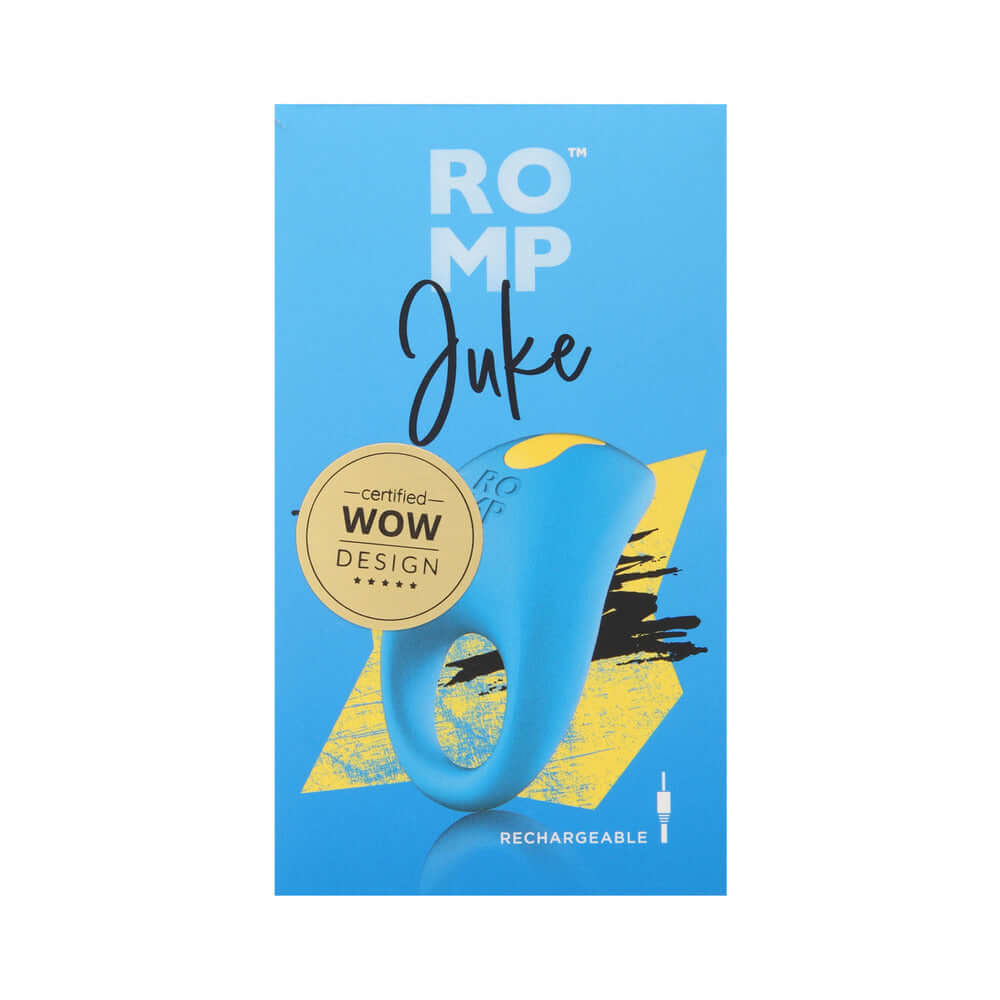 ROMP Juke Rechargeable Silicone Vibrating Penis Ring Light Blue