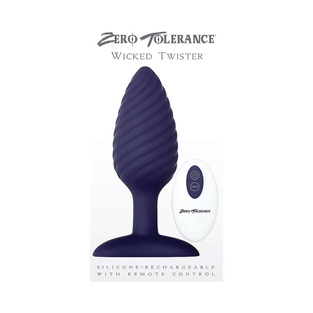 Zero Tolerance Wicked Twister Textured Vibrating Silicone Anal Plug Purple