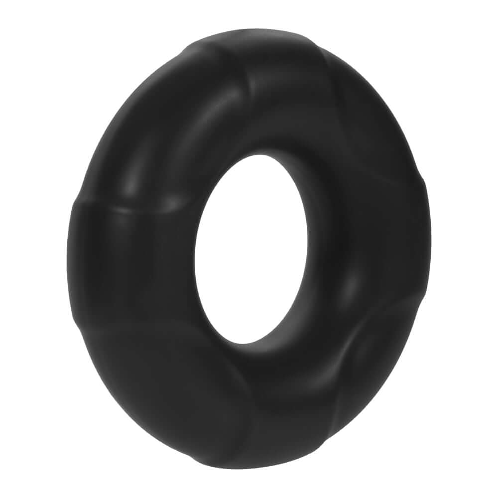 Forto F-33 Liquid Silicone Cockring Large Black with textured design for enhanced erections and stamina.