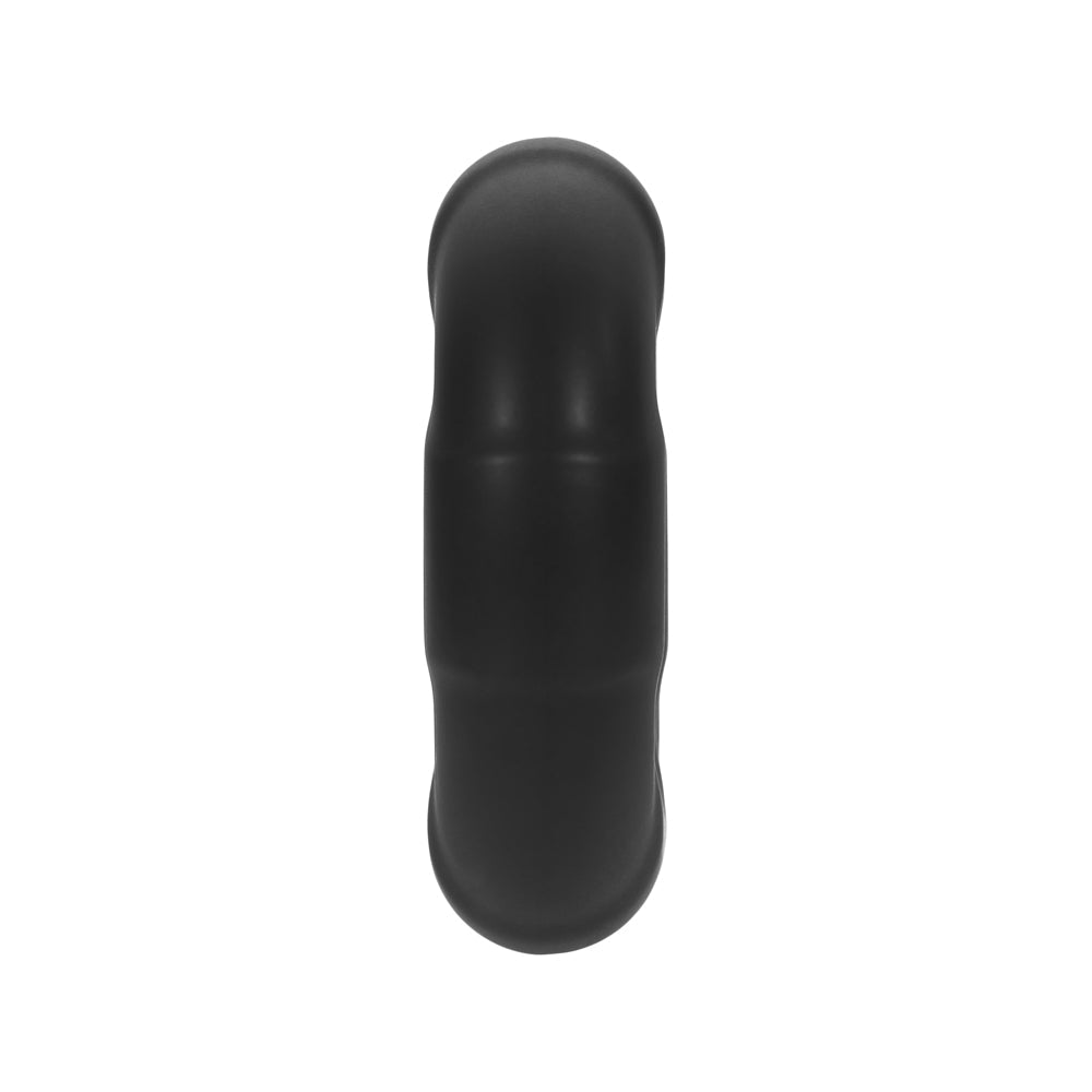 Forto F-33 Liquid Silicone Cockring Medium Black, showcasing its smooth design and comfortable stretchable features.