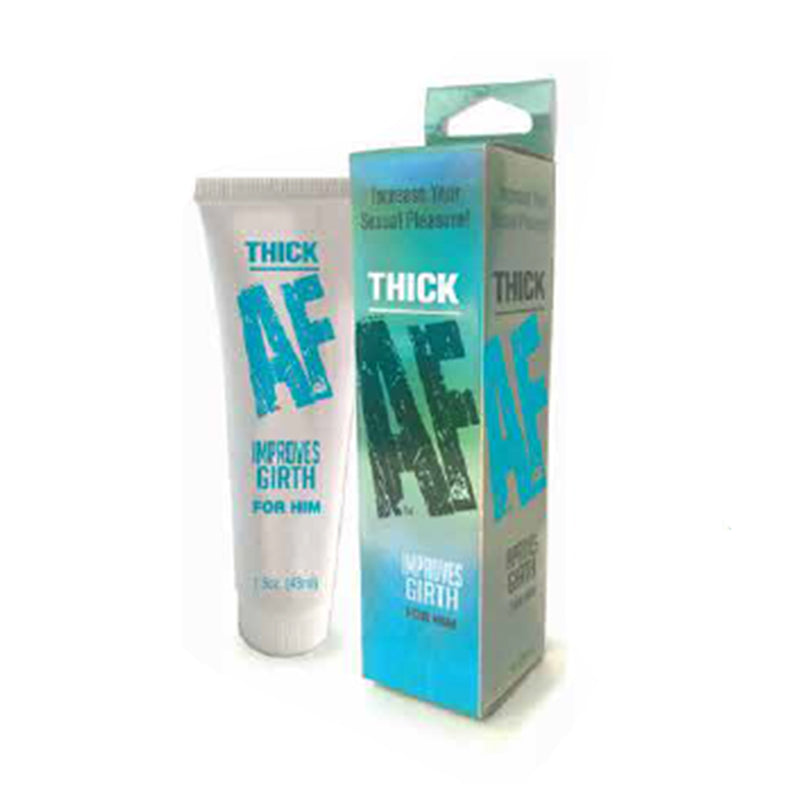 Thick AF Girth Cream 1.5 Oz packaging with tube and box for enhancing penis thickness and confidence.