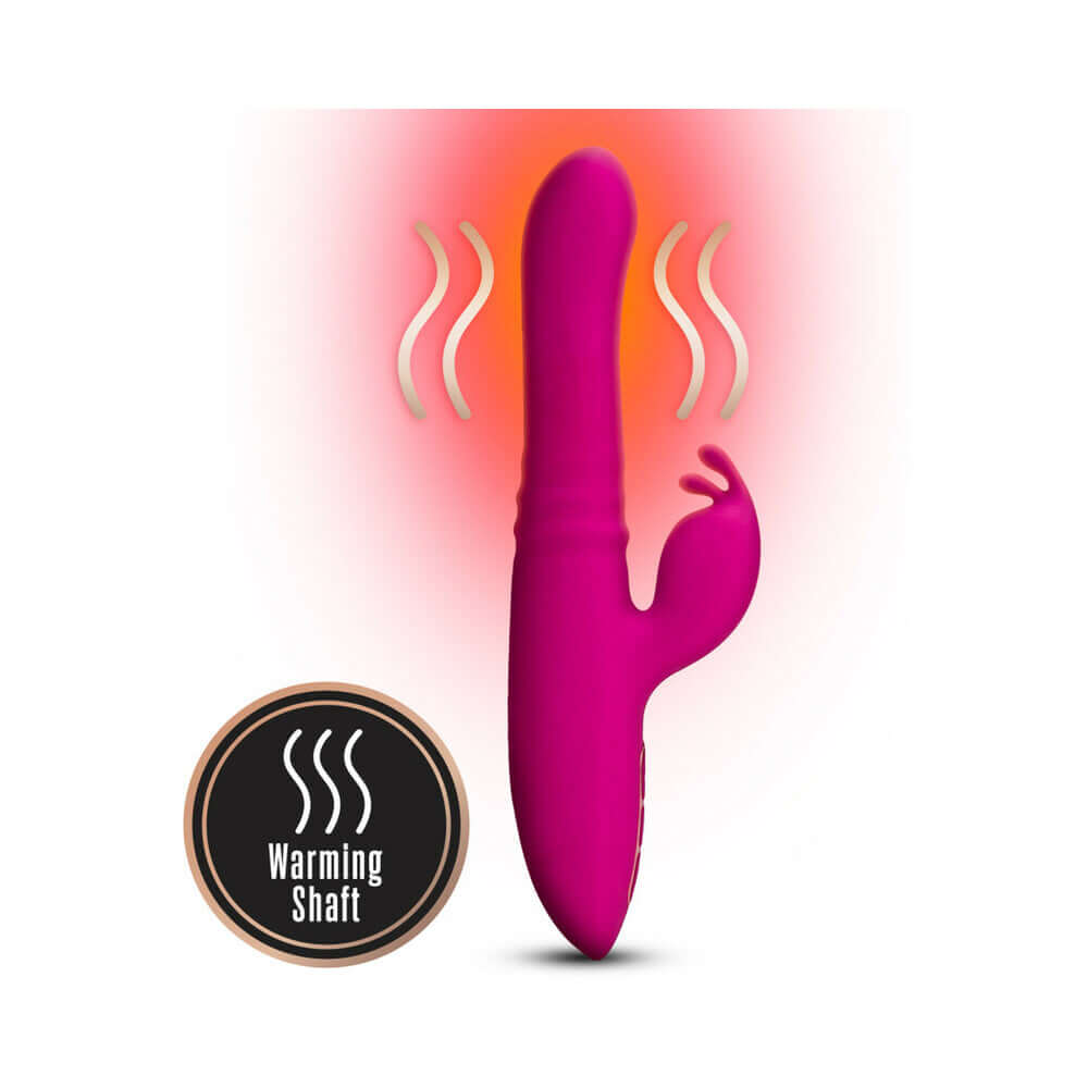 Blush Lush Kira Silicone Thrusting Rabbit Vibrator Velvet with warming shaft feature.