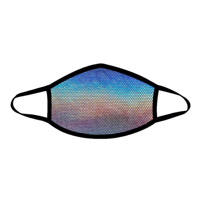 Neva Nude Face Mask Disco Robot Large with holographic design in blue and pink colors, perfect for festivals.