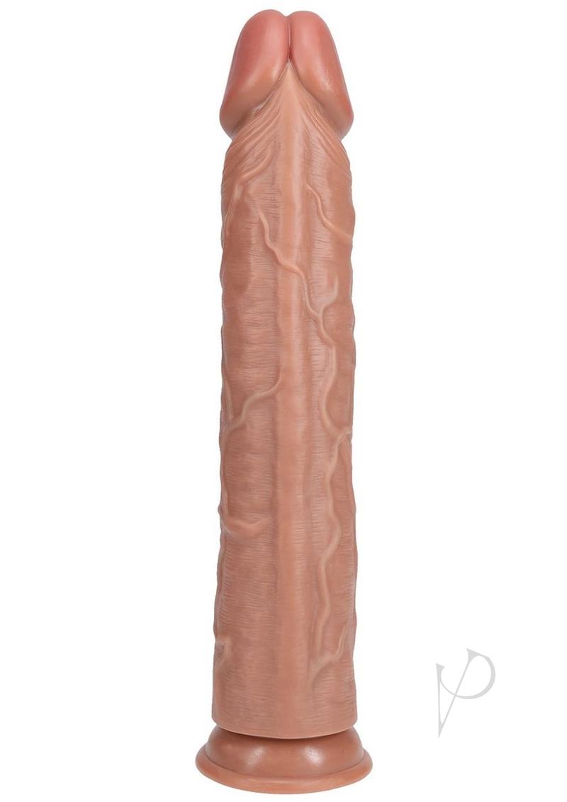 RealRock 14 Inch Realistic Dildo Suction Cup Caramel displayed prominently with realistic details.