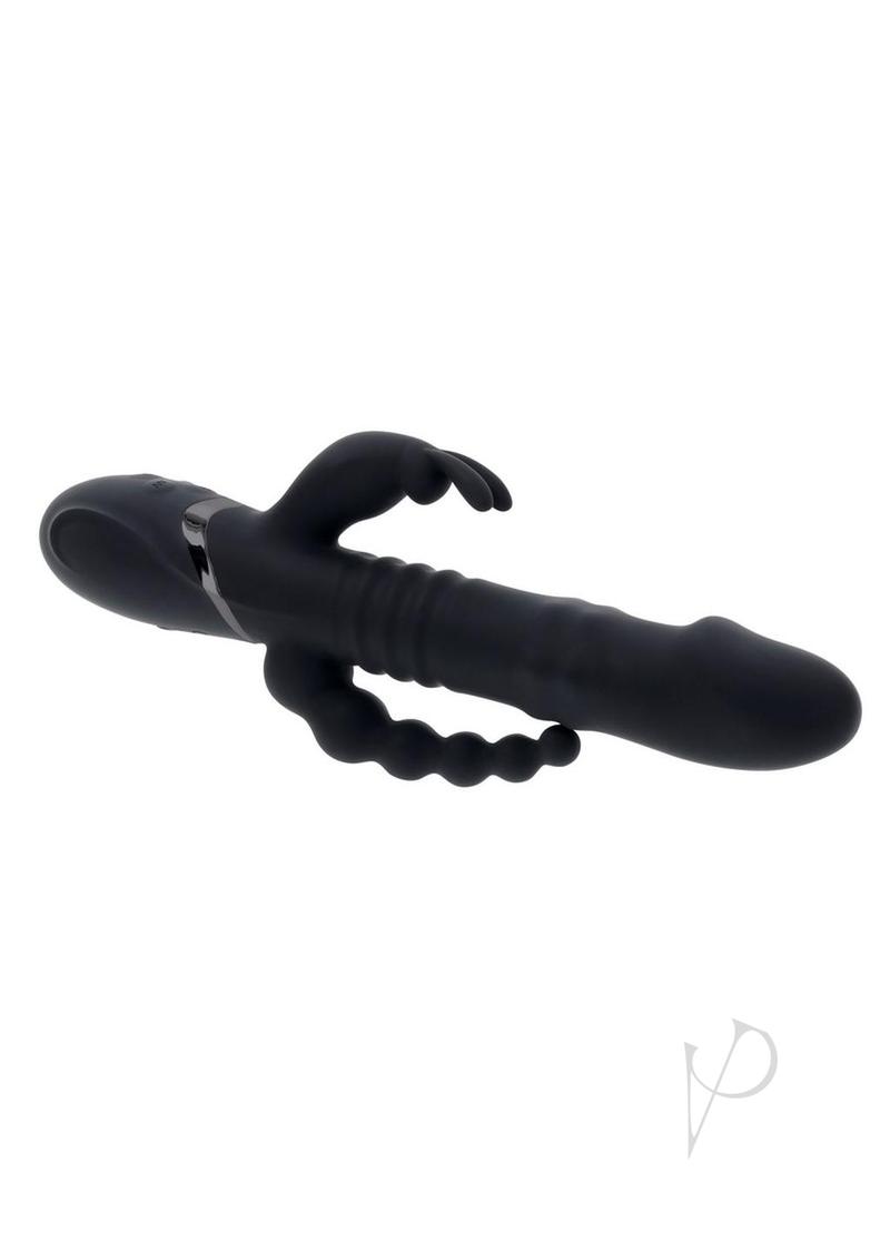 Playboy Big Bunny Energy Triple Rabbit Vibrator Black - triple-shaft design for simultaneous stimulation.