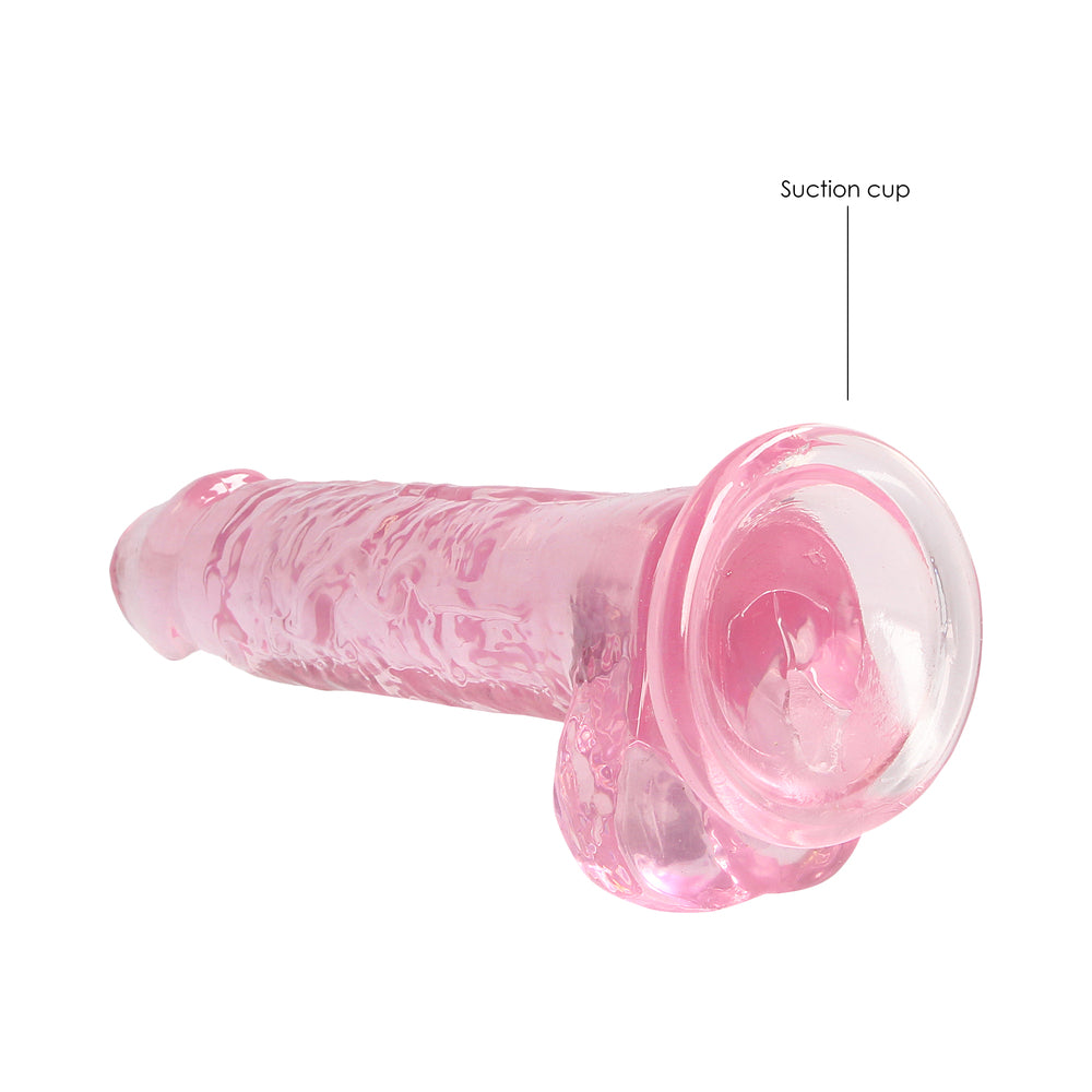 RealRock Crystal Clear Realistic 7 inches Dildo With Balls and Suction Cup Pink