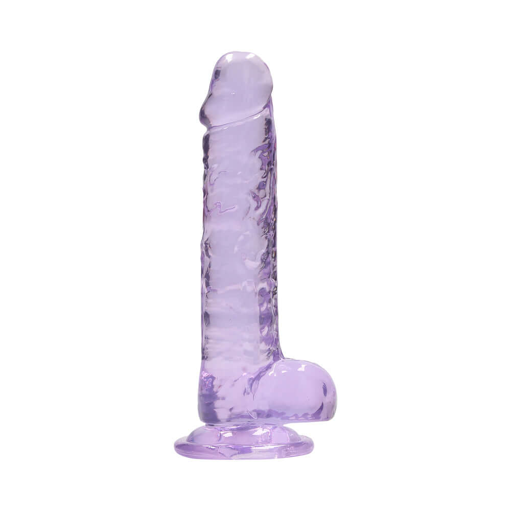 RealRock Crystal Clear Realistic 7 inch Dildo With Balls and Suction Cup Purple