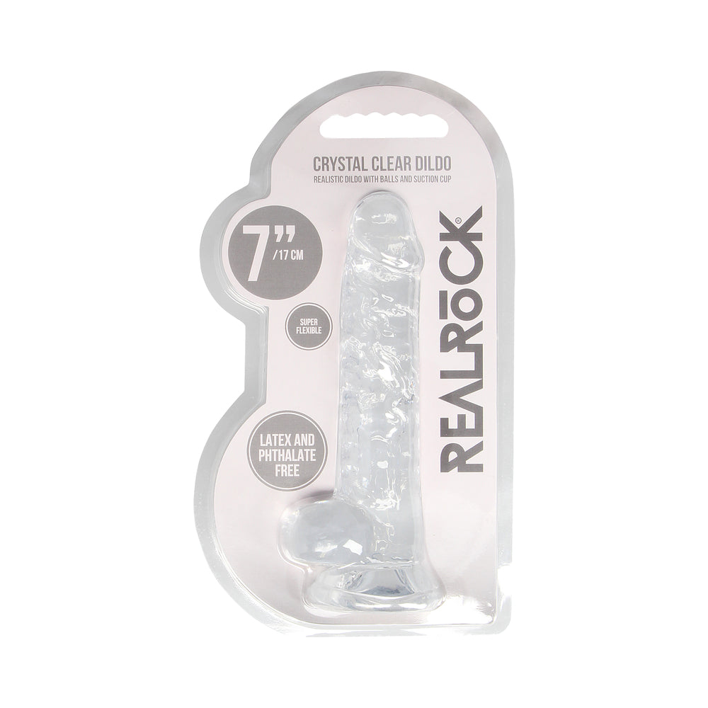 RealRock Crystal Clear Realistic 7 inch Dildo With Balls and Suction Cup Clear