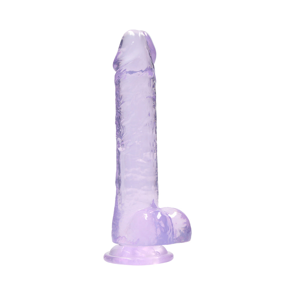 RealRock Crystal Clear Realistic 8 inches Dildo With Balls and Suction Cup Purple