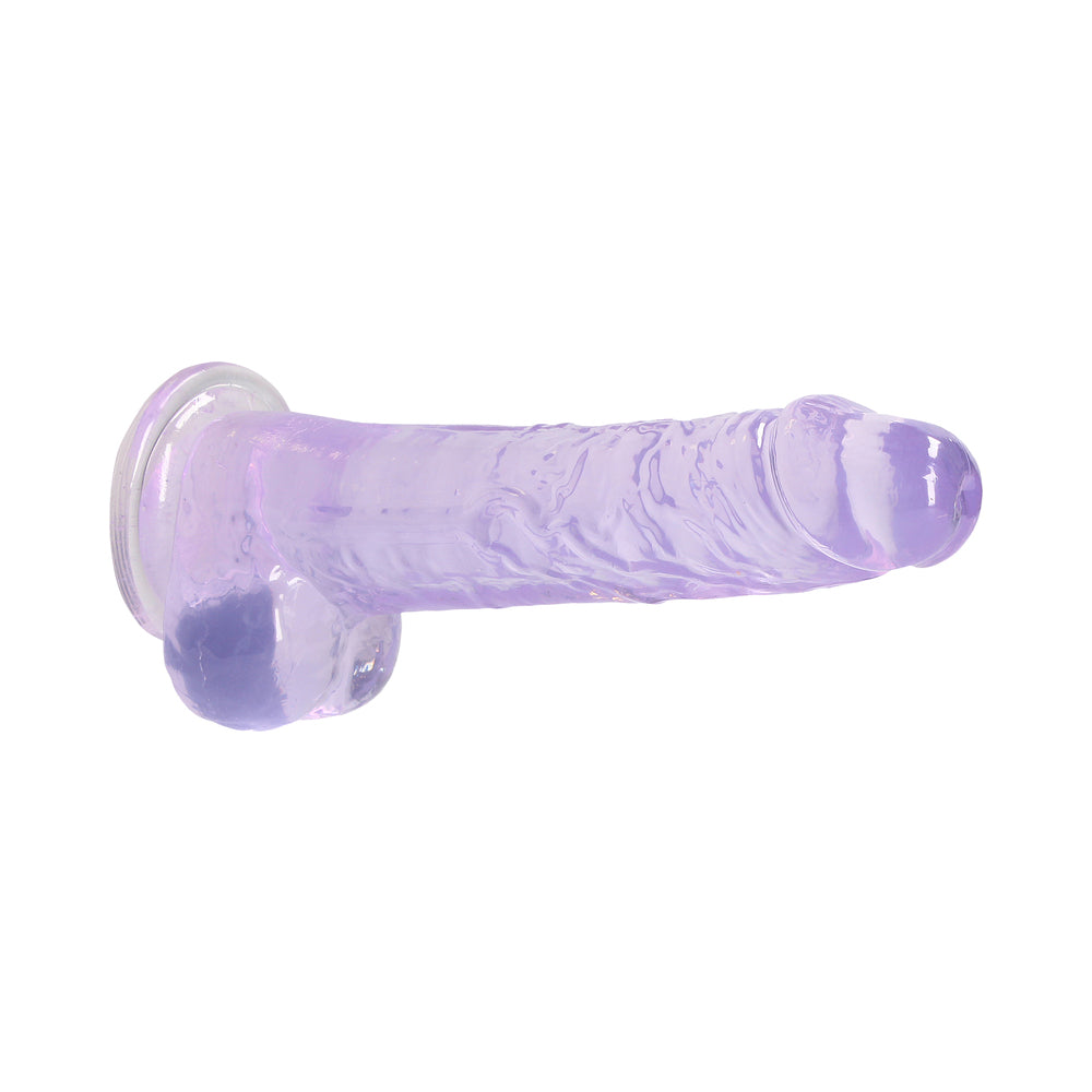 RealRock Crystal Clear Realistic 8 inches Dildo With Balls and Suction Cup Purple