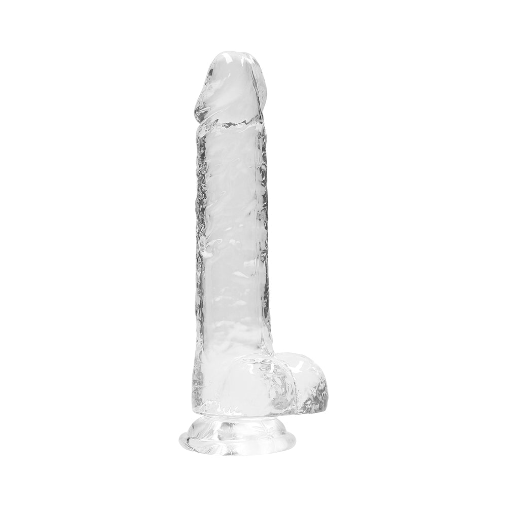 RealRock Crystal Clear Realistic 8 inch Dildo With Balls and Suction Cup Clear