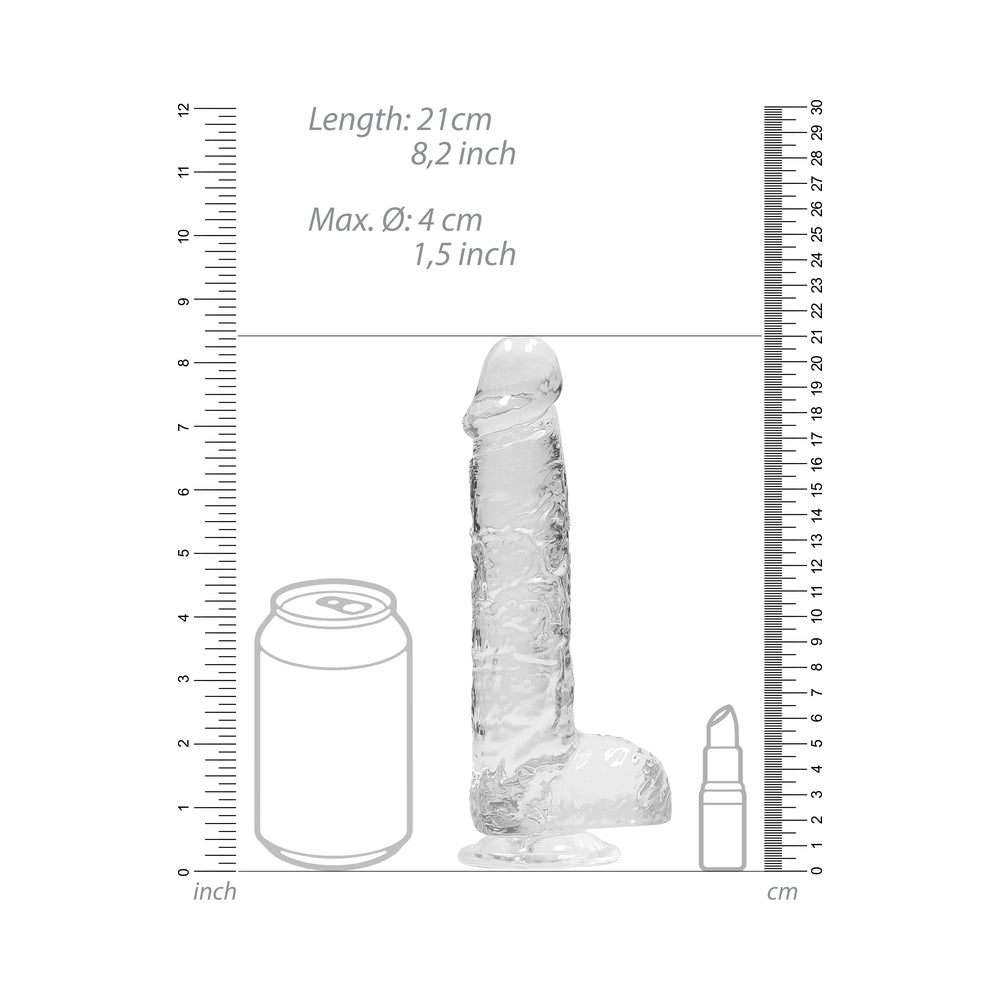 RealRock Crystal Clear Realistic 8 inch Dildo With Balls and Suction Cup Clear