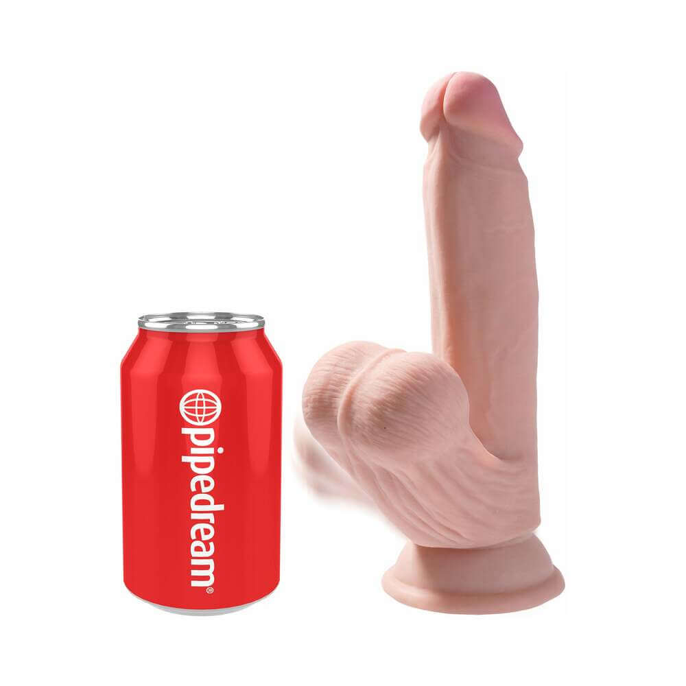 King Cock Plus 7 inches Triple-Density Cock With Swinging Balls Dildo Beige