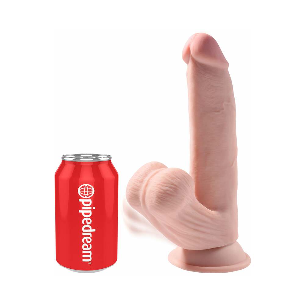 King Cock Plus 8 inches Triple-Density Cock With Swinging Balls Dildo Beige
