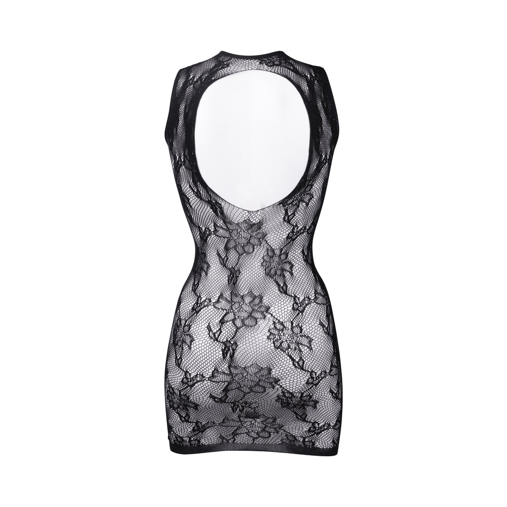 Shots Le Desir High Neck Lace Mini Dress Black O/S