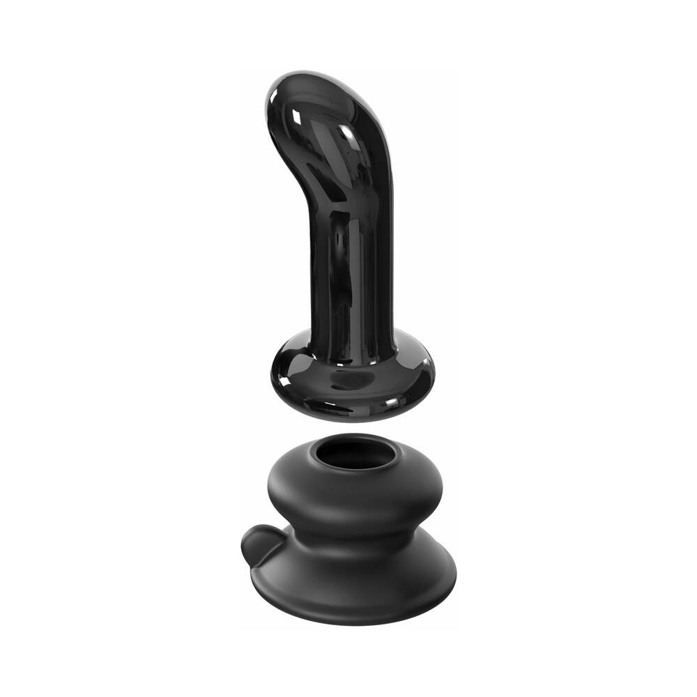 Icicles No. 84 Vibrating Curved Glass Massager With Suction Cup Black