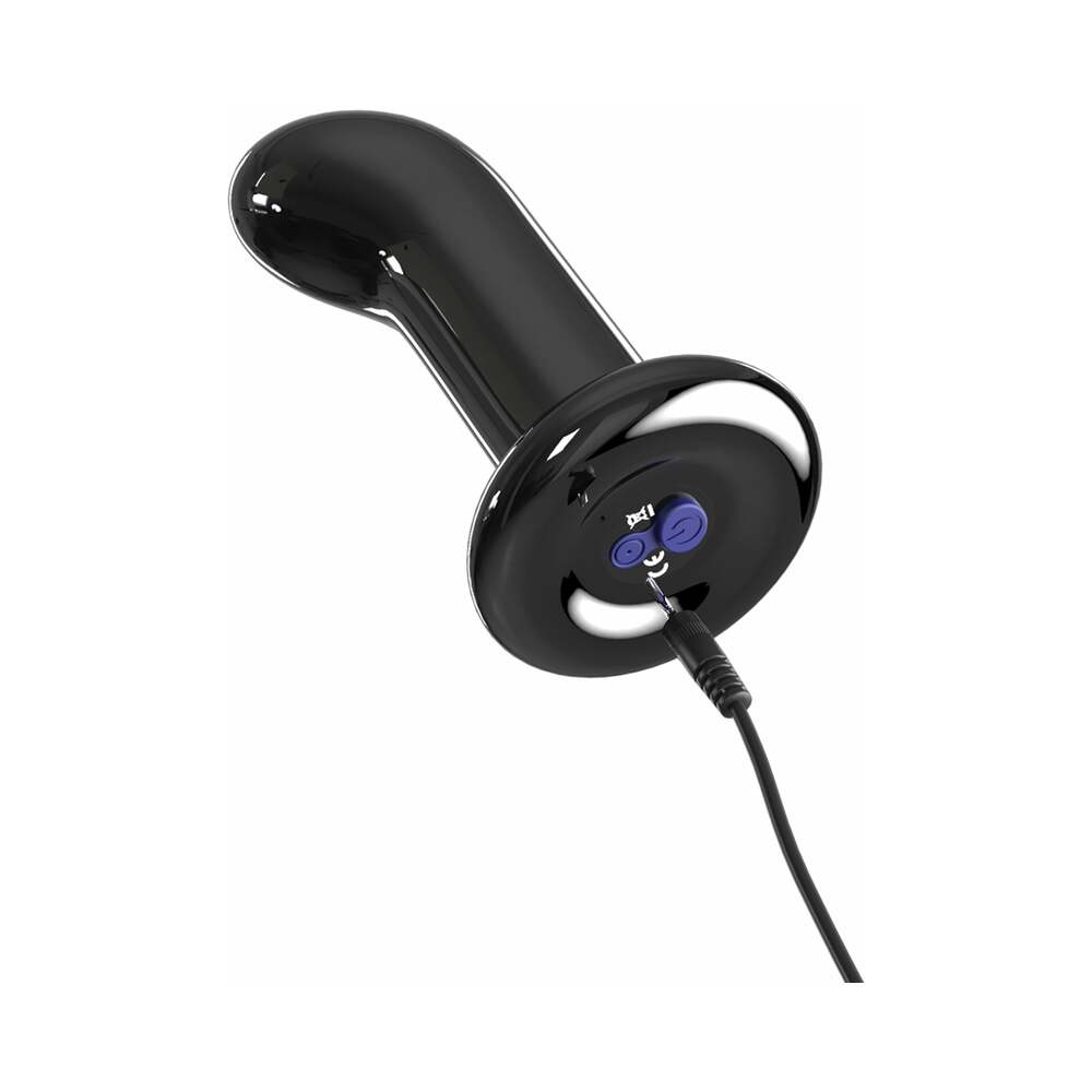 Icicles No. 84 Vibrating Curved Glass Massager With Suction Cup Black