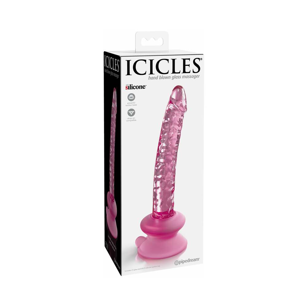 Icicles No. 86 Realistic 7 inches Glass Dildo With Suction Cup Pink