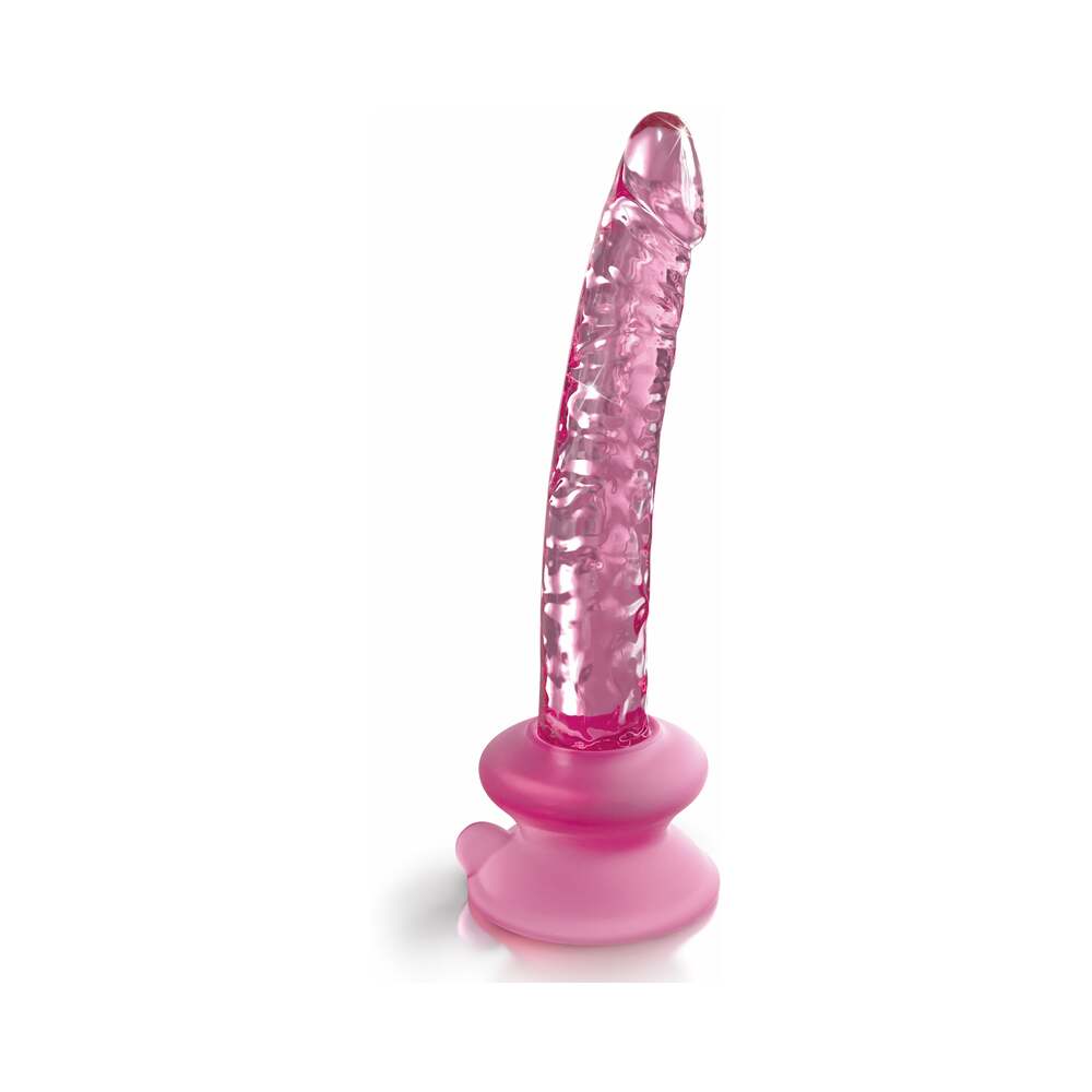 Icicles No. 86 Realistic 7 inches Glass Dildo With Suction Cup Pink