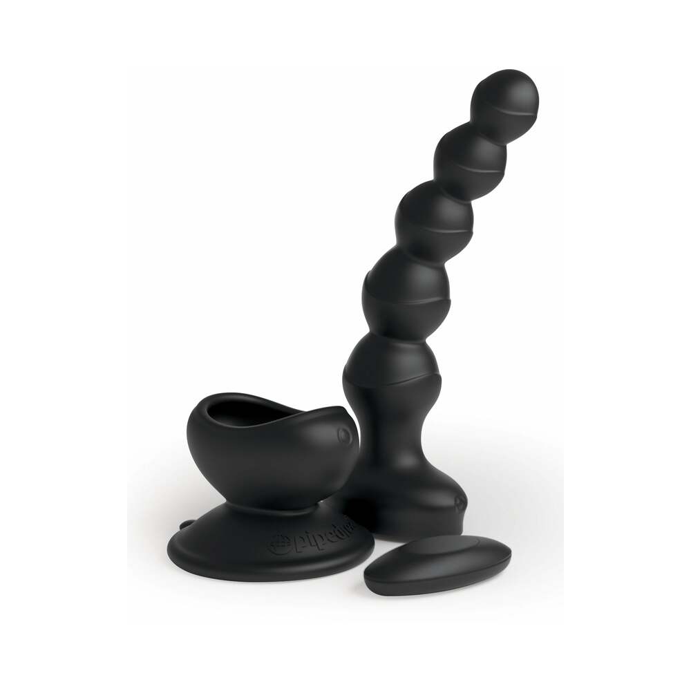 3Some Wall Banger Vibrating Anal Beads With Suction Cup Black