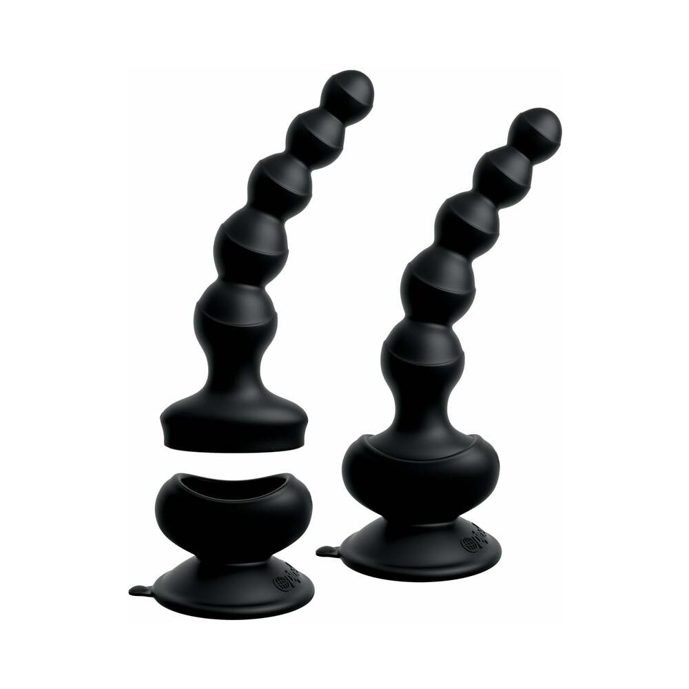 3Some Wall Banger Vibrating Anal Beads With Suction Cup Black