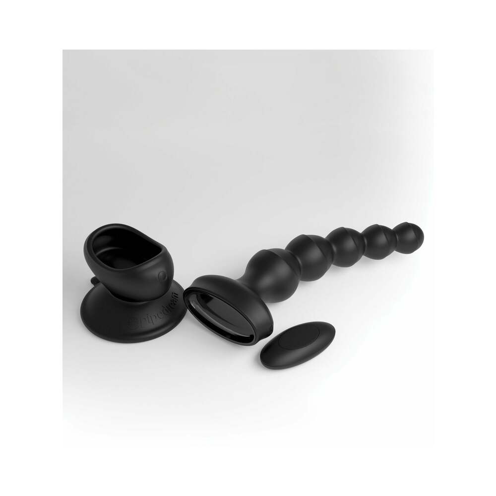 3Some Wall Banger Vibrating Anal Beads With Suction Cup Black