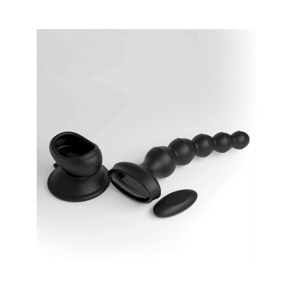 3Some Wall Banger Vibrating Anal Beads With Suction Cup Black