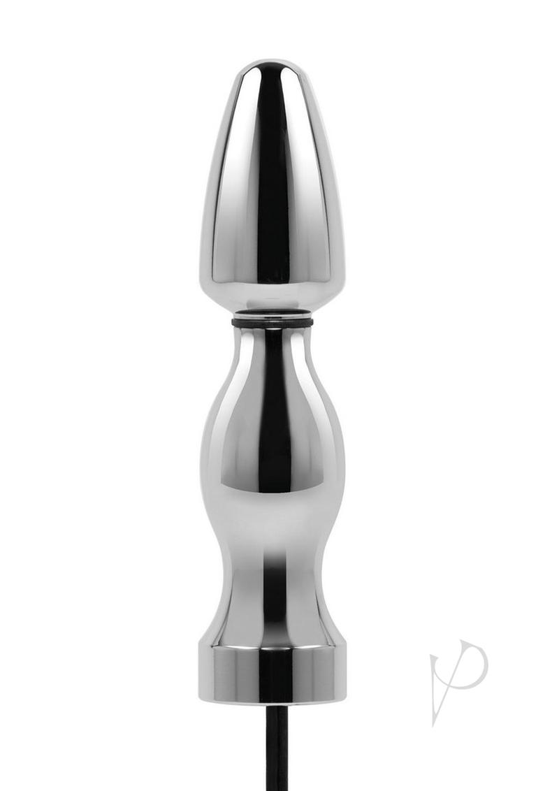 Lux Fetish Electro Sex Ultra Shock Set 9 Piece Black electrostim tool in sleek chrome design.