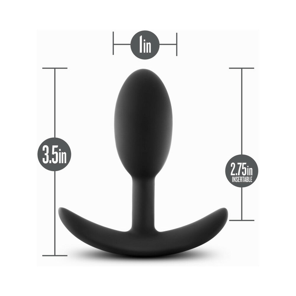 Blush Anal Adventures Platinum Silicone Weighted Vibra Slim Plug Small Black