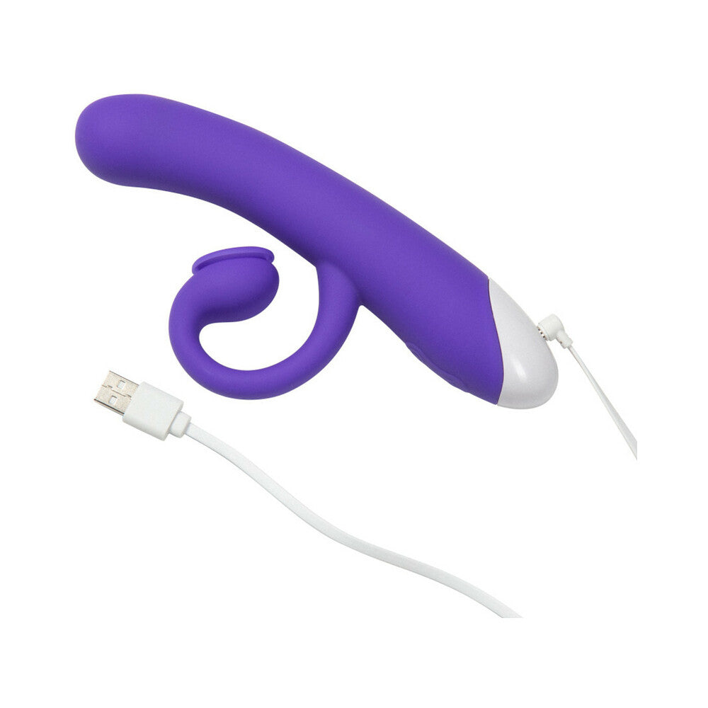 Hop Oh Bunny Rechargeable Silicone Air Pulse Dual Stimulation Vibrator Midnight
