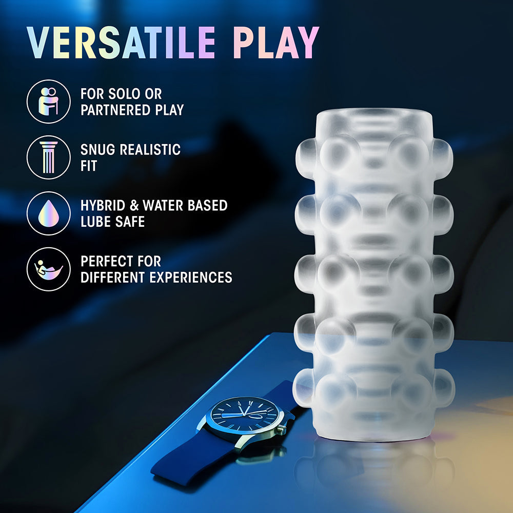 M for Men Soft + Wet Reversible Orb Glow in the Dark Self-Lubricating Stroker Frosted