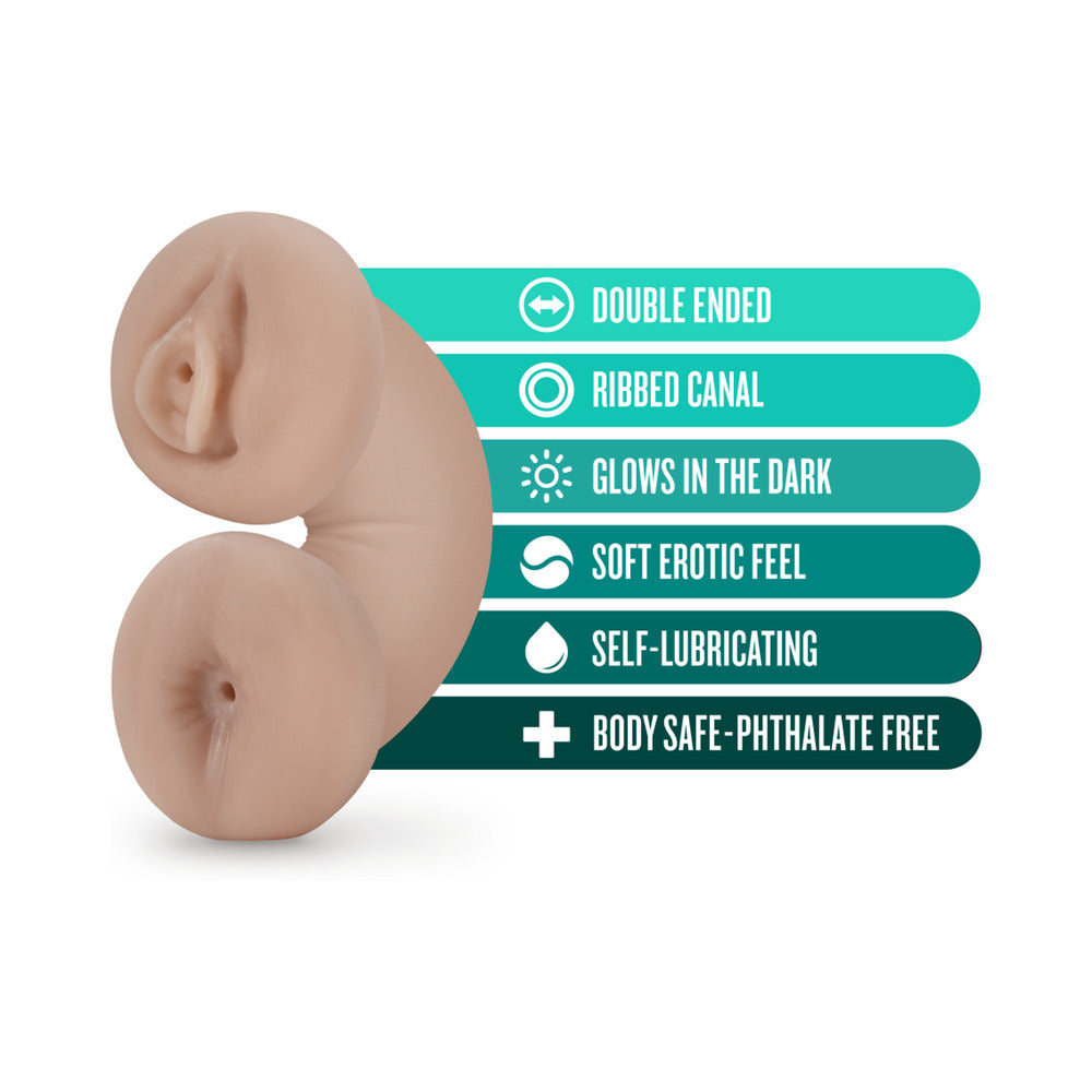 Blush M for Men Soft + Wet Double Trouble Glow in the Dark Self-Lubricating Stroker Beige