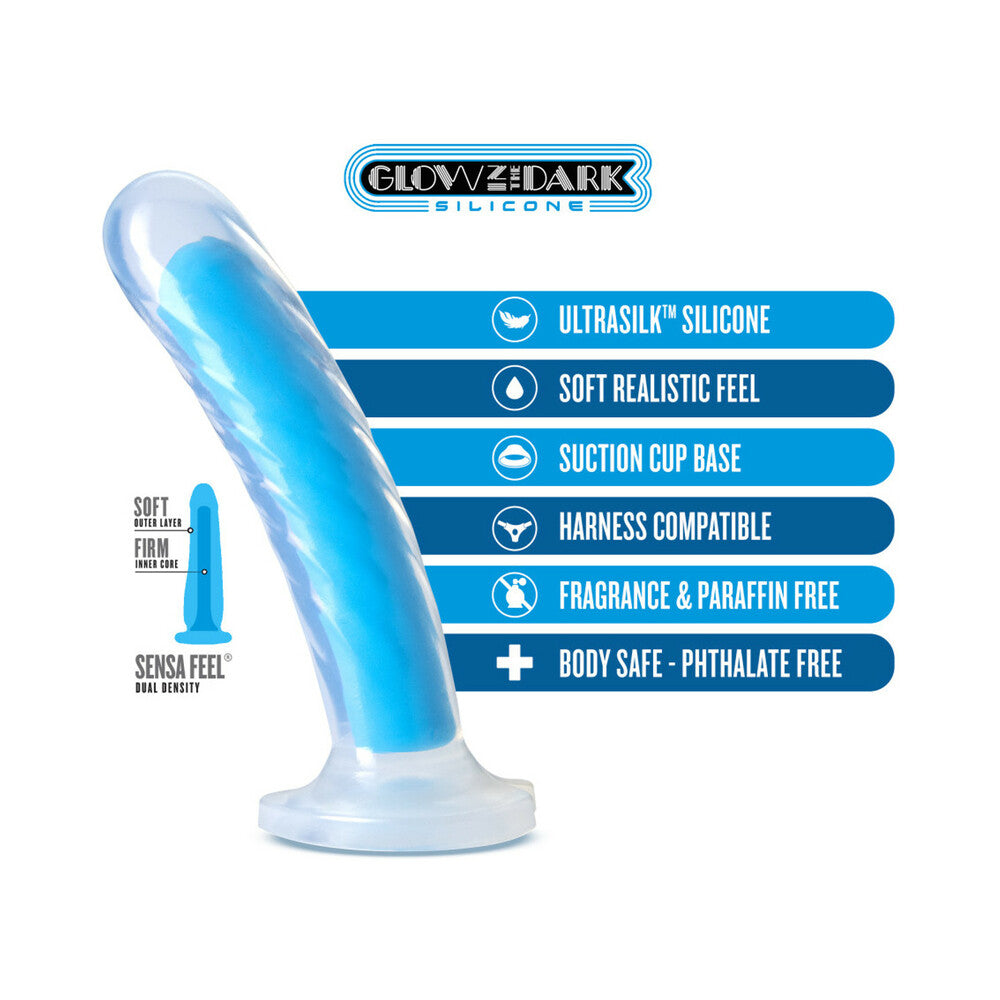 Neo Elite Glow in the Dark Tao 7 inches Dual-Density Dildo Neon Blue